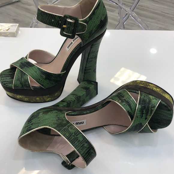 Miu Miu Shoes - Miu Miu stamped snakeskin  platform sandals